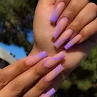 24 шт.кор. пурпурные французские накладные ногти с дизайном гроб накладные ногти съемные балерины полное покрытие ногтей