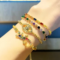 rainbow tennis bracelets for women crystal cz evil eye beads chain animal lizard hand string adjustable zircon boho jewelry gift