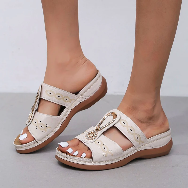 Women's slippers Fish Mouth Hollow Breathable Wedge Sandal Shoes Casual Fashion Comfortable Indoor Slippers Outdoor Beach Shoes