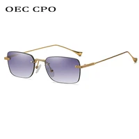 oec cpo fashion rimless rectangle sunglasses women vintage square sun glasses female frameless eyewear men lunette de soleil