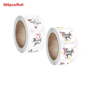 500 шт.рулон Круглый Спасибо Стикеры s с принтом в виде сердец и Скрапбукинг для упаковки этикетки для печати на заказ Стикеры подарок декор Свадебные Стикеры
