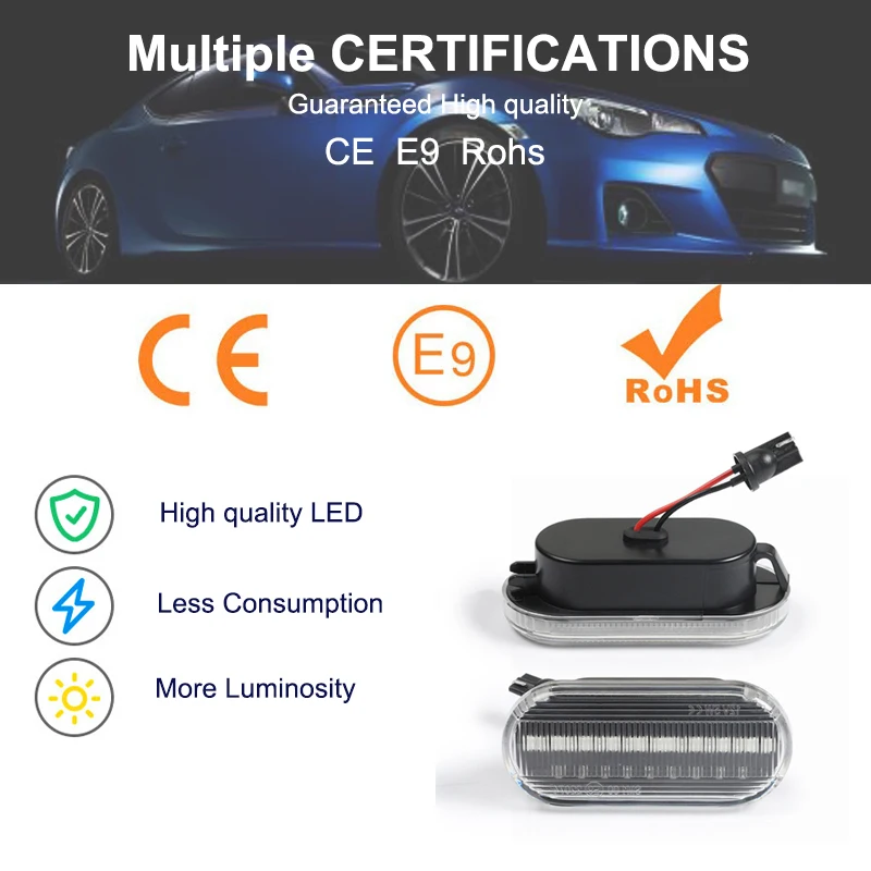 2pc Dynamic Led Turn Signals Side marker light Lamp for SEAT Ibiza VW Volkswagen Bora Golf 3/4 Passat 3B Polo 6N Sharan Vento T5 - купить по