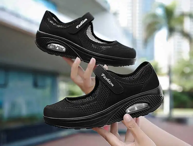 Женская сетчатая обувь на Покатой подошве 2021 Сезон лето воздушной подушке