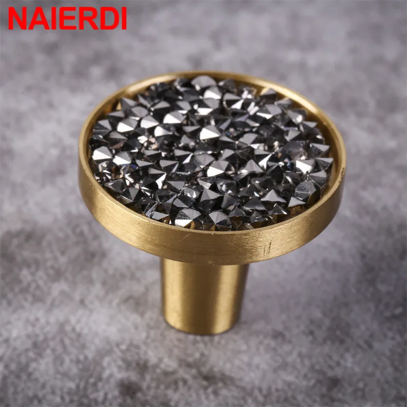 NAIERDI латунные ручки для шкафа простые скандинавские комода алмазные круглые