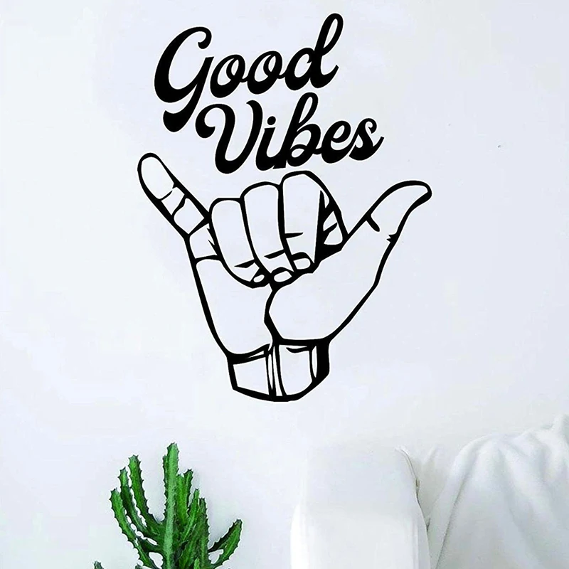 Shaka Good Vibes v3 свободная Наклейка на стену с цитатой виниловый декор для спальни A13-051