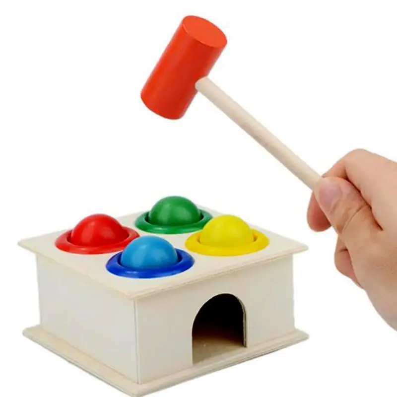 

Montessori Wooden Hammering Ball Game Knocks Toys For Children Early Learning Hammer Game Kids Educational
