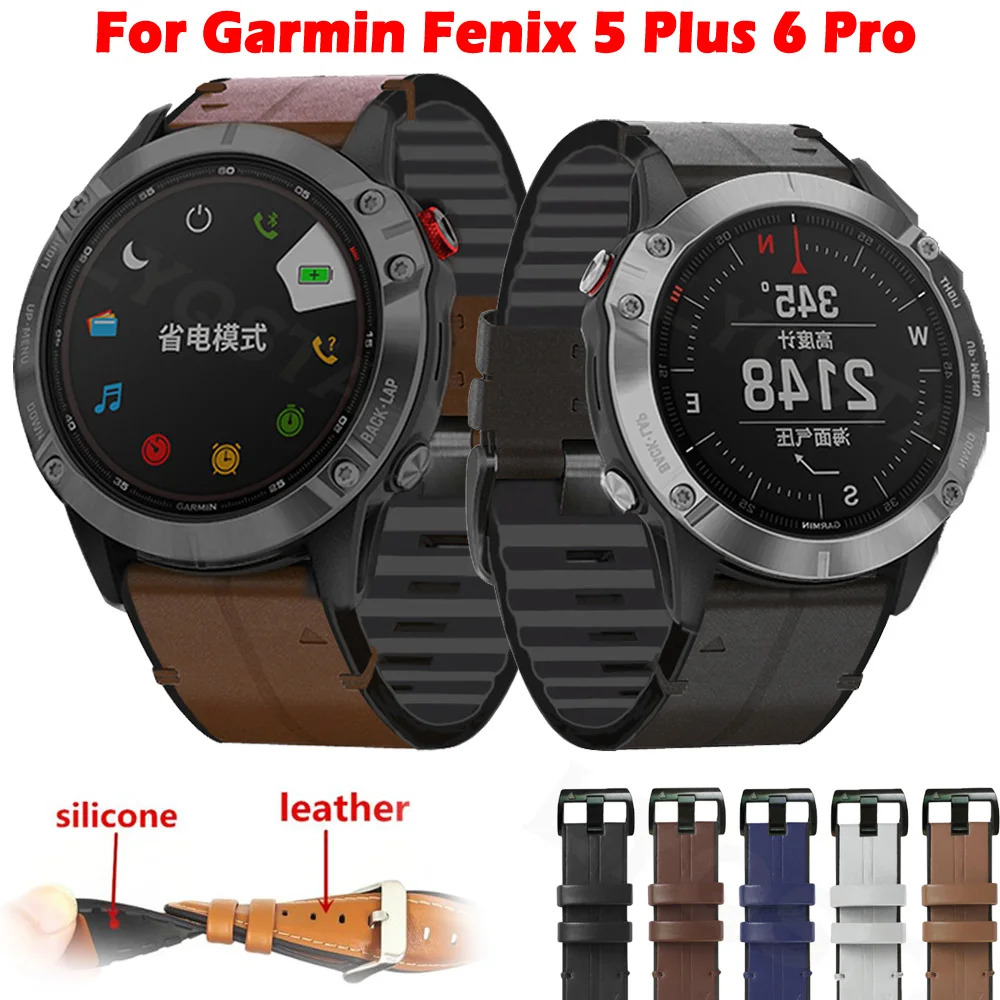 

Wrist Straps Bracelet For Garmin Fenix 5 Plus 6 Pro Forerunner 935 945 Approach S60 S62 Sport Silicone+Leather Quick Fit Band