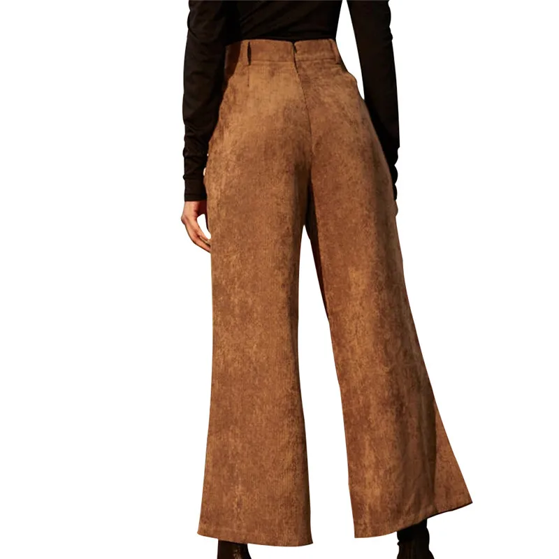 

Fashion Corduroy Pants 2020 Fall Spring Winter Women Casual High Waist Wide Leg Long Trousers Bottom OL Office Clothes Female
