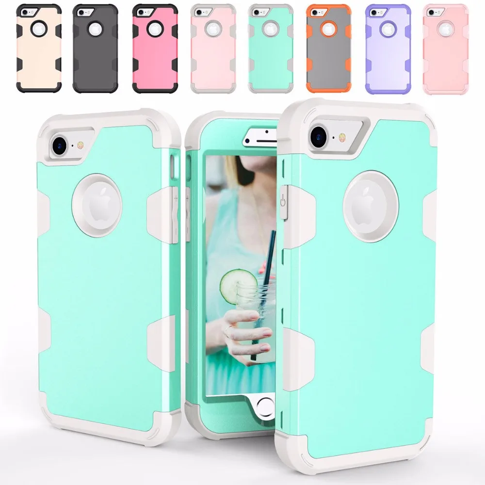 Роскошный гибридный резиновый защитный противоударный чехол для iPhone 7 6 S Plus 360