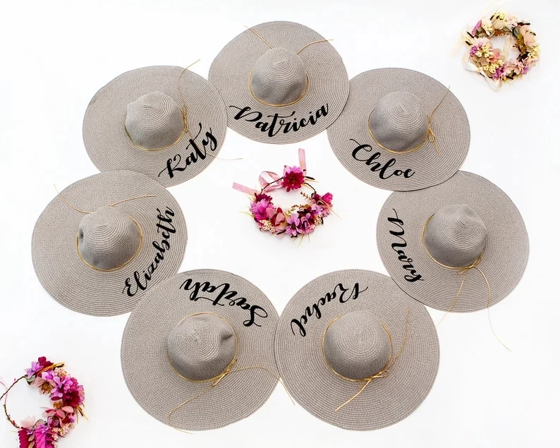 Шляпа соломенная девичника мягкая пляжная шляпа от солнца для отдыха на заказ