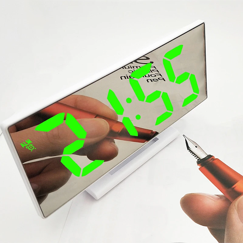 

Digital Alarm Clock LED Mirror Clock Snooze Display Time Bedroom Bedside LCD Light Table Desktop USB Cable Reloj Despertador