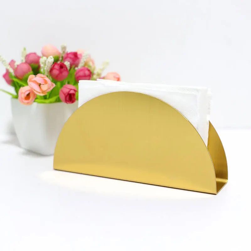 

Полукруглый держатель для салфеток из нержавеющей стали, золотой вертикальный держатель для салфеток, металлическая стойка для салфеток в ...