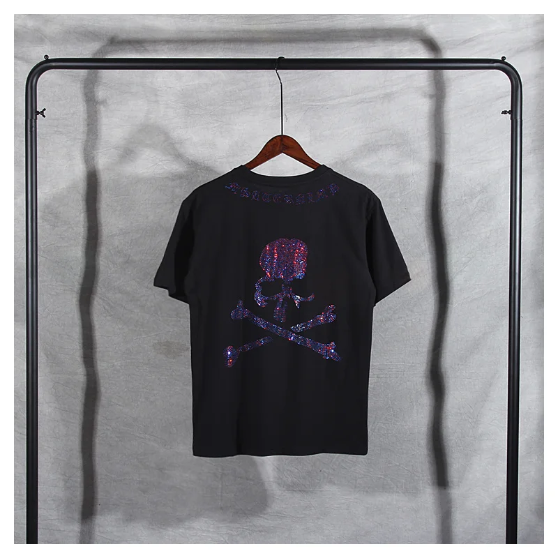 

Женская футболка с круглым вырезом mastermind, черная свободная футболка из 100% хлопка с изображением черепа со стразами, повседневный Топ, 2022