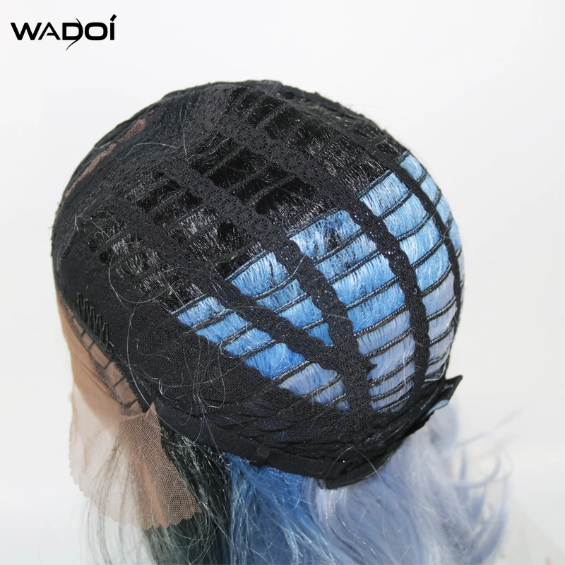 

WADOI Synthetic Short Artificial Wig Gradient Color Gold Black Red Deep Wave 14 Inches Suitable For Ladies Party L Part Ear Ear