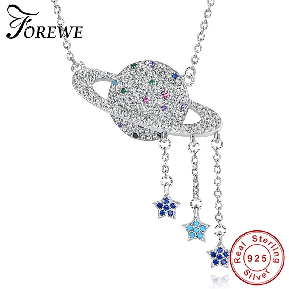 Женское Ожерелье с кулоном Galaxy Planet роскошное ожерелье из стерлингового серебра