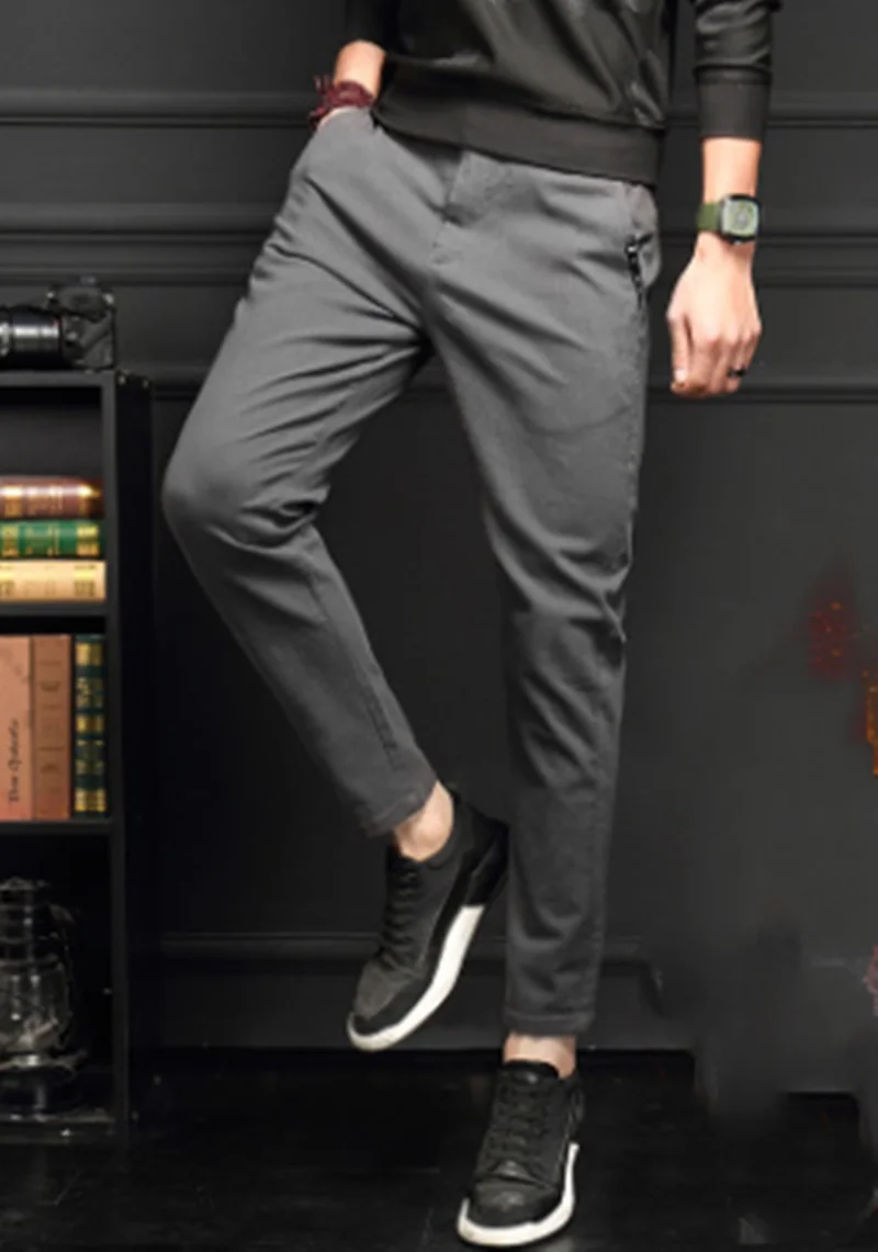 

Новые стильные мужские повседневные штаны осень-зима однотонные узкие брюки мужские корейские трендовые Молодежные Брюки