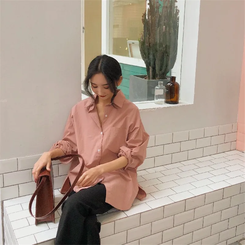 

Women Shirts White Shirt Oversized Blouses Long Sleeve Tops Spring Autumn Chemise Longue Femme