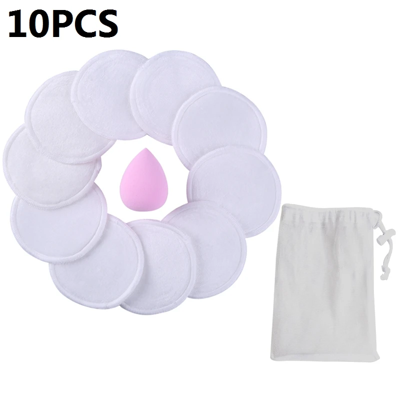 10pcs 3/6/10 шт мягкой микрофибры косметическая губка тканевая прокладка многоразовые средство для снятия макияжа с ватным тампоном для чистки лица спонж для умывания косметический инструмент - Цвет: 10pcs