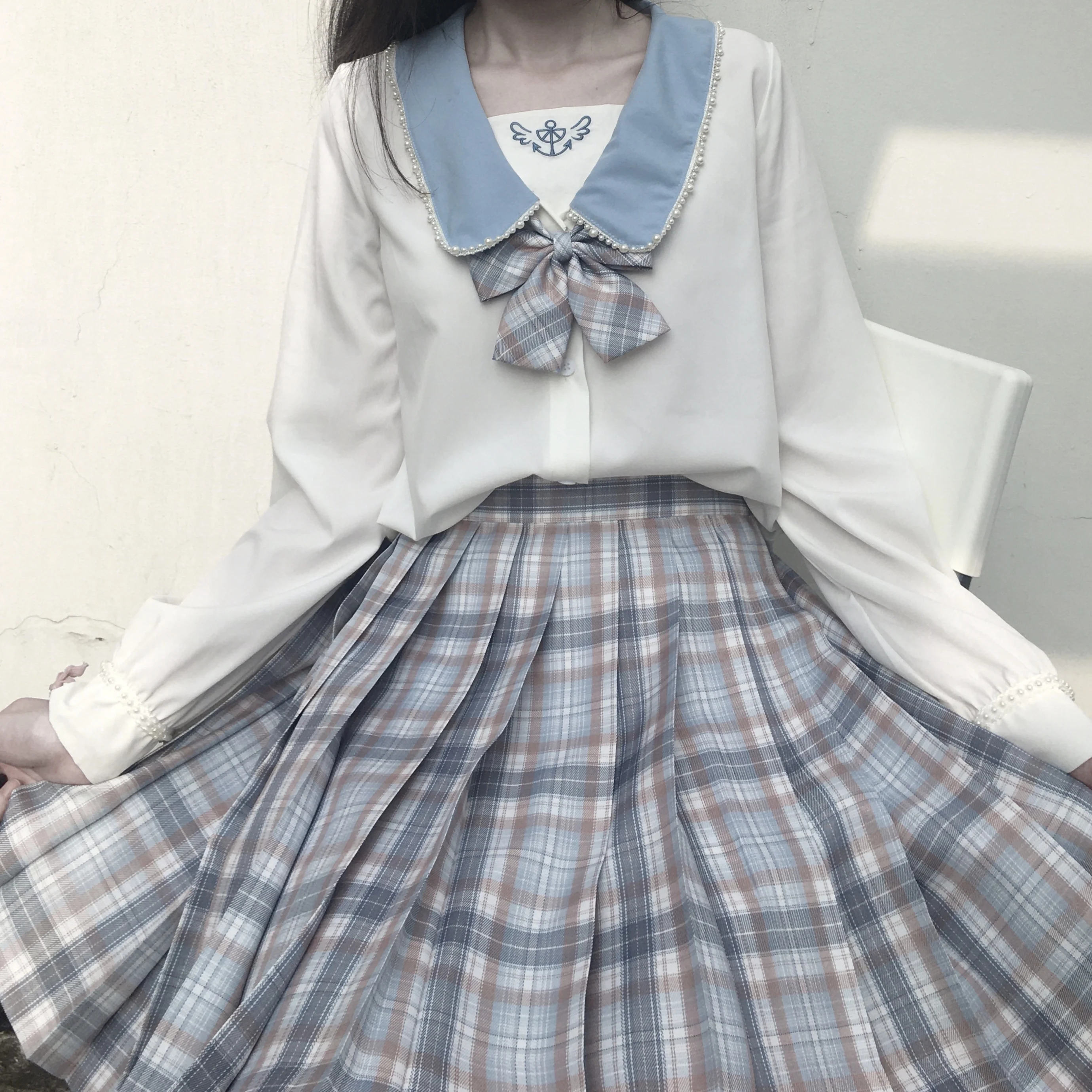 Японская школьная форма рубашки с матросским воротником JK топы белые блузки