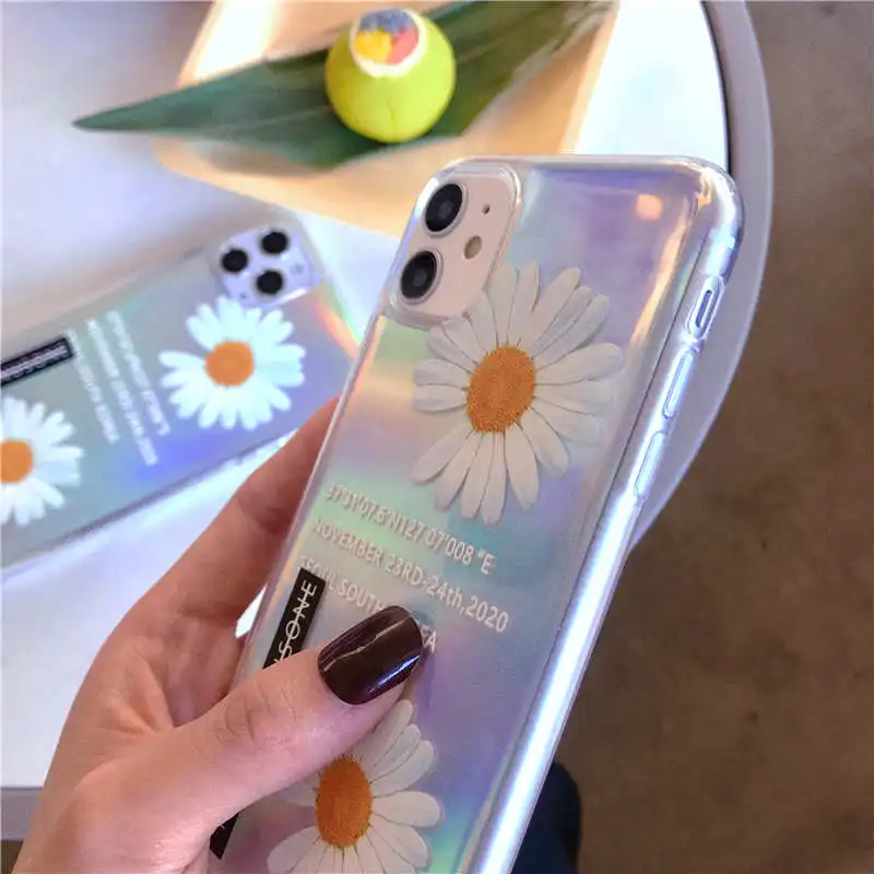 

Fashion Laser Daisy flower Soft Phone Case For OPPO A9 A5 2020 A91 A8 Reno K3 K1 F9 F11 A5S A3S A83 A79 A73 A59 A57 R17 Cover