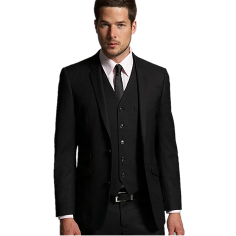 

Men Wedding Suit Men Black Groom Tuxedo Custom Made 2021 Three Piece