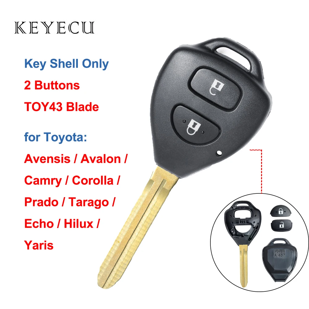 Запасной чехол Keyecu для дистанционного ключа с 2 кнопками Toyota Avensis Avalon Camry Corolla Echo