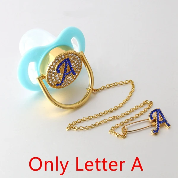 Letter A 1 Уникальная блестящая розовая корона для принцессы со стразами, Детская пустышка и держатель для соски, безопасное кольцо для соски, подарок для ребенка - Цвет: Letter A 1