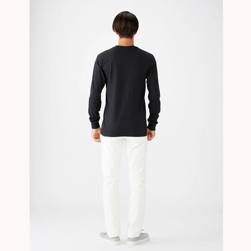 Мужская хлопковая футболка с длинным рукавом белая черная серая высокого