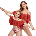 Купальник из двух частей для родителей и детей, купальные костюмы для девочек, женский купальник , детское Бразильское бикини , комплект бикини с завышенной талией