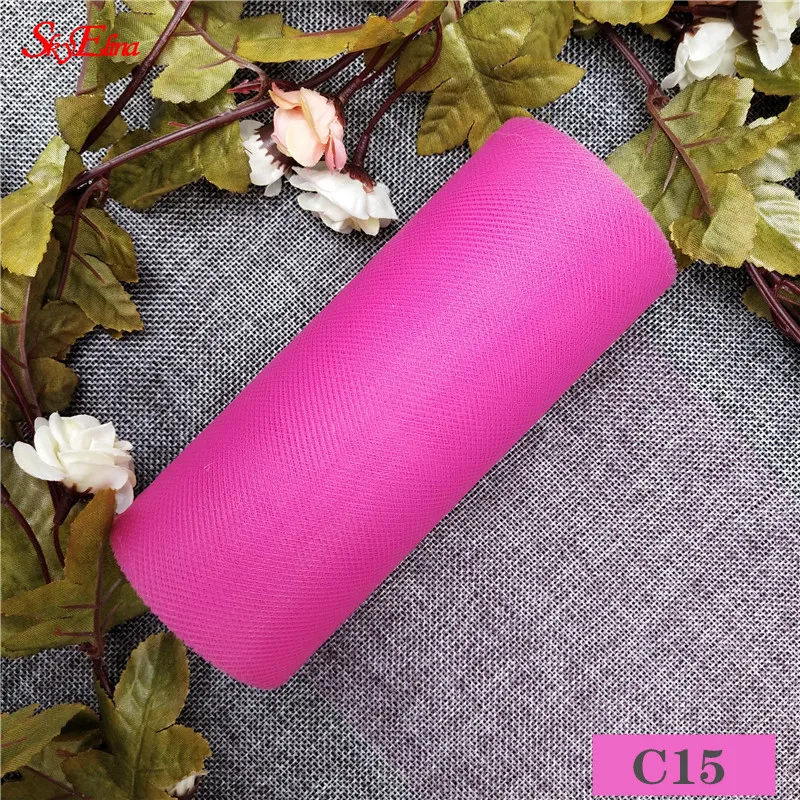 C15 Rose Red Белый розовый синий тюль рулонная катушка пачка 25 ярдов стол Сделай Сам юбка День рождения Свадебная вечеринка украшения Тюль органза в рулоне поставки 6Z - Цвет: C15 Rose Red