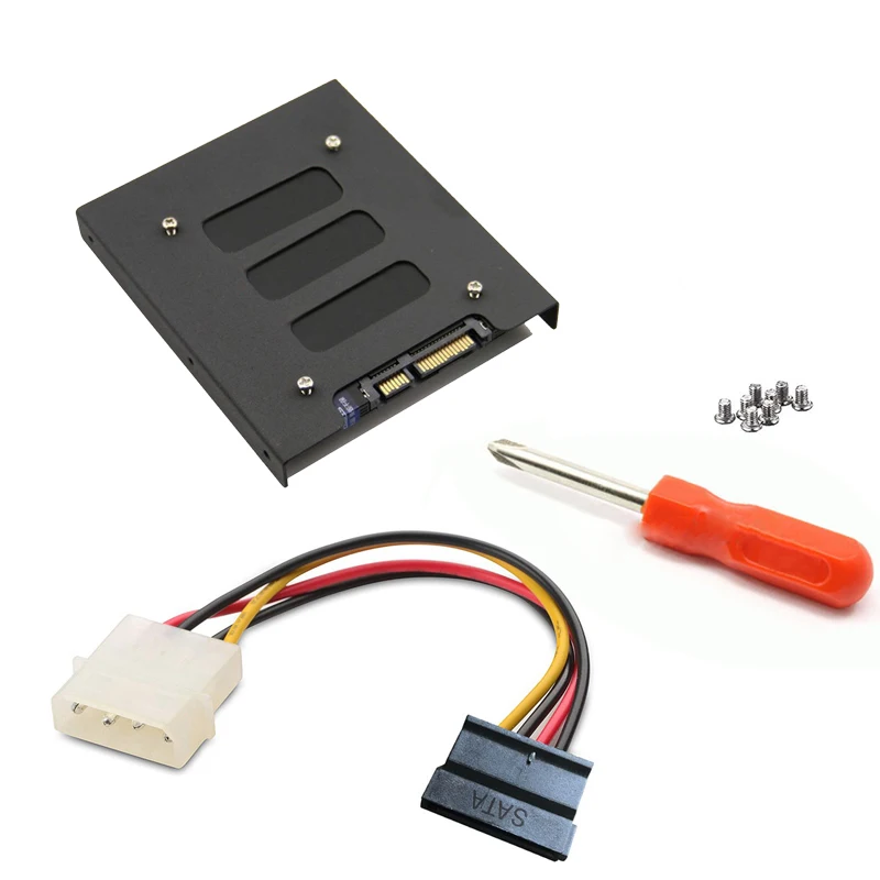 

Крепежный кронштейн SSD 2,5 "HDD адаптер на 3,5 дюйма внутренний держатель с кабелем Sata и отверткой для настольного компьютера настольного ПК