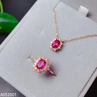 kjjeaxcmy fine jewelry natural pink topaz 925 sterling silver women pendant necklace chain ring set support test lovely