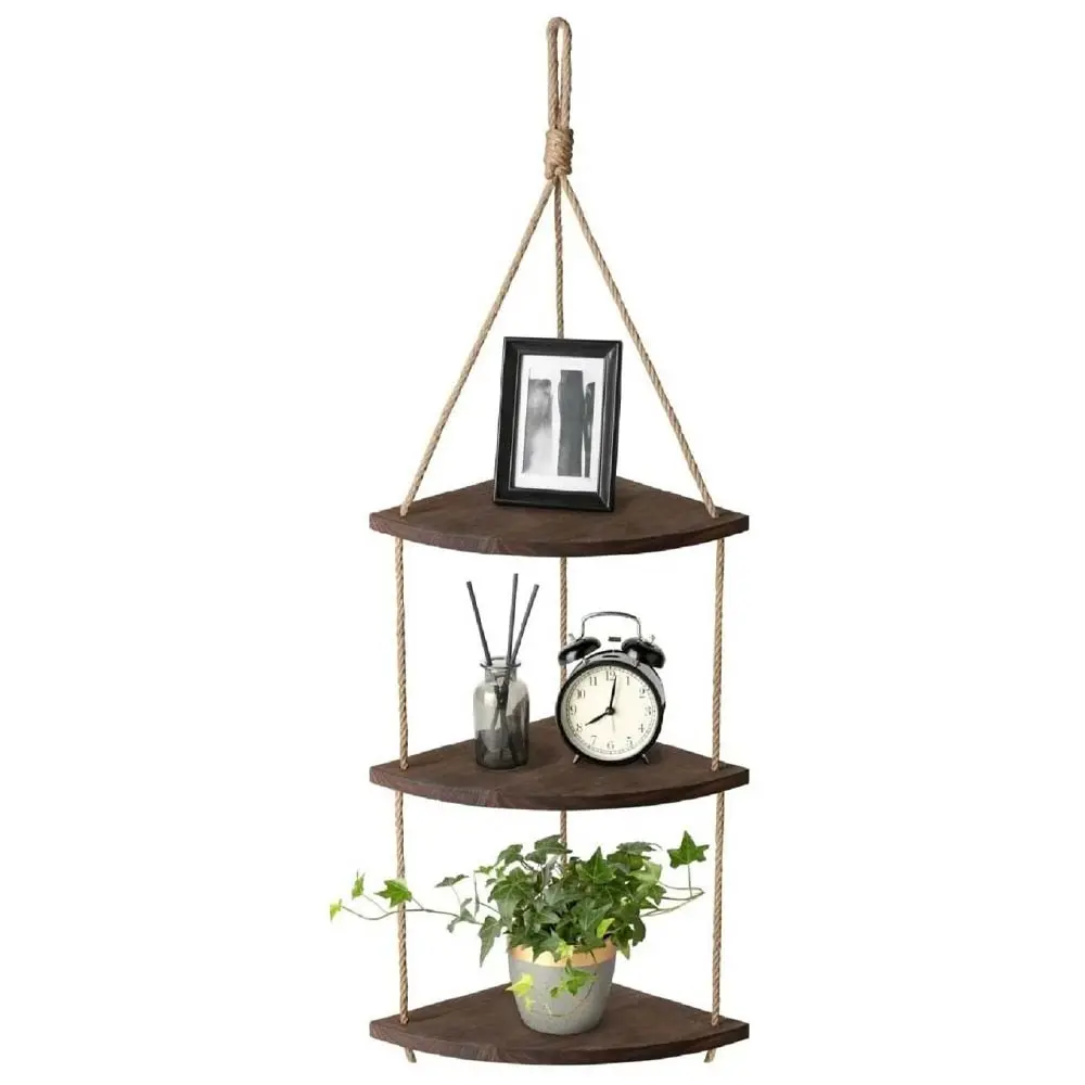 

Wooden Decorative Design 3 Tiers Corner Wall Shelf Bookshelf Accessory Shelf