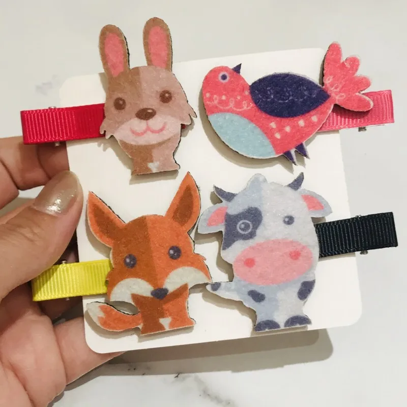 4 шт./компл. детей милый животными риa Пингвин мультфильм орнамент детские заколки