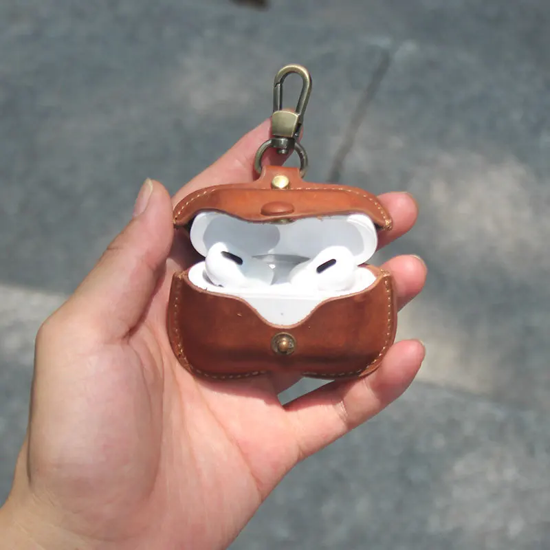 

Роскошный чехол из натуральной кожи для беспроводной Bluetooth-гарнитуры противоударный чехол для Airpods Pro 3 противоударный чехол с крючком