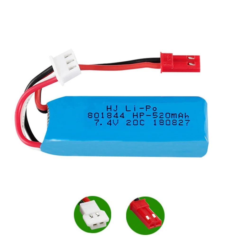 Аккумулятор Lipo для XKA600 WLtoys K969 K989 K999 P929 P939 A202 A212 A222 A232 A242 A252, Радиоуправляемый автомобиль, вертолет, игрушки 7,4 В 520 мАч 801844