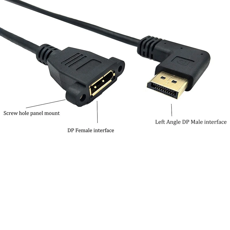 DP к кабелю 12 дюймов/30 см левый угол 90 градусов Displayport (DP) папа DisplayPort женский с