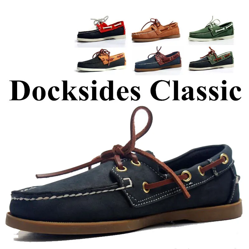 Men Genuine Suede Leather Driving Shoes Docksides Classic Boat Shoe Brand Design Flats Loafers For Homme Femme Women A017 | Обувь