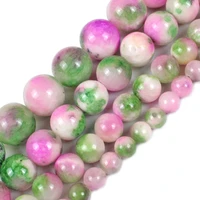 wholesale natural stone pink green persian jades smooth round loose beads 6mm 8mm 10mm 12mm for diy jewelry making necklace