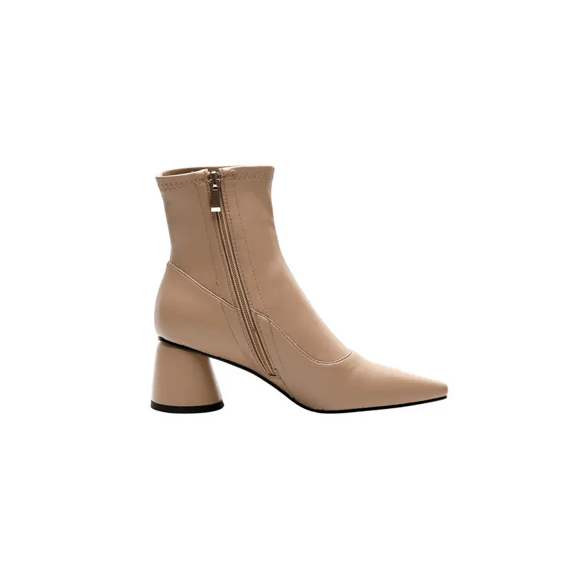 Осенние ботинки TXCNMB женские ботильоны Высококачественные эластичные с острым