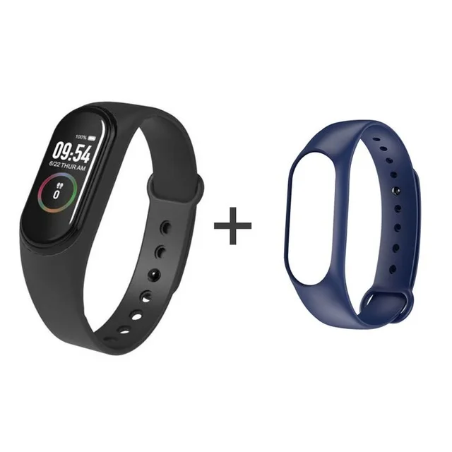 Add blue strap M4 Смарт-часы для мужчин и женщин спортивный браслет Bluetooth пульсометр кровяное давление монитор сна шагомер группа - Цвет: Add blue strap