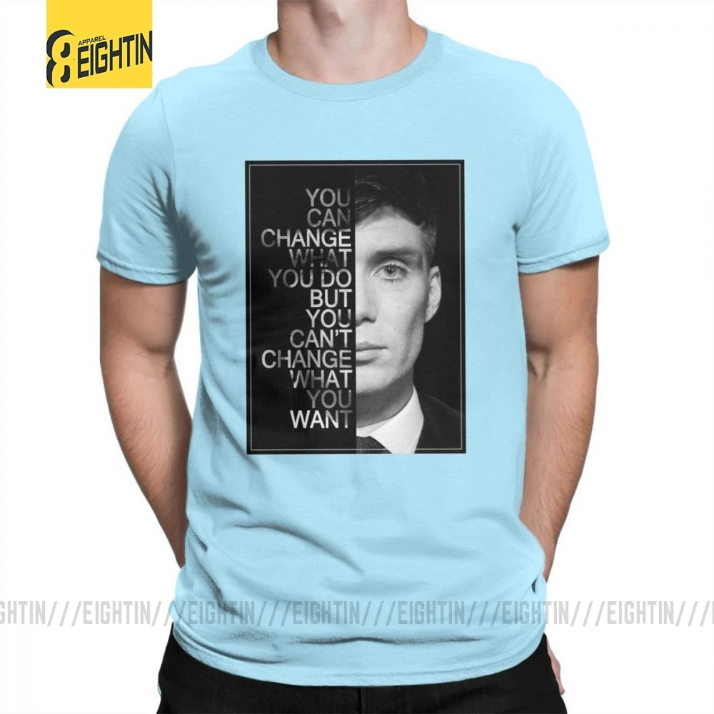 Peaky Blinders мужские футболки с круглым воротником, футболки для отдыха, высокое качество, короткий рукав, хлопок, футболки размера плюс, Популярные - Цвет: Небесно-голубой