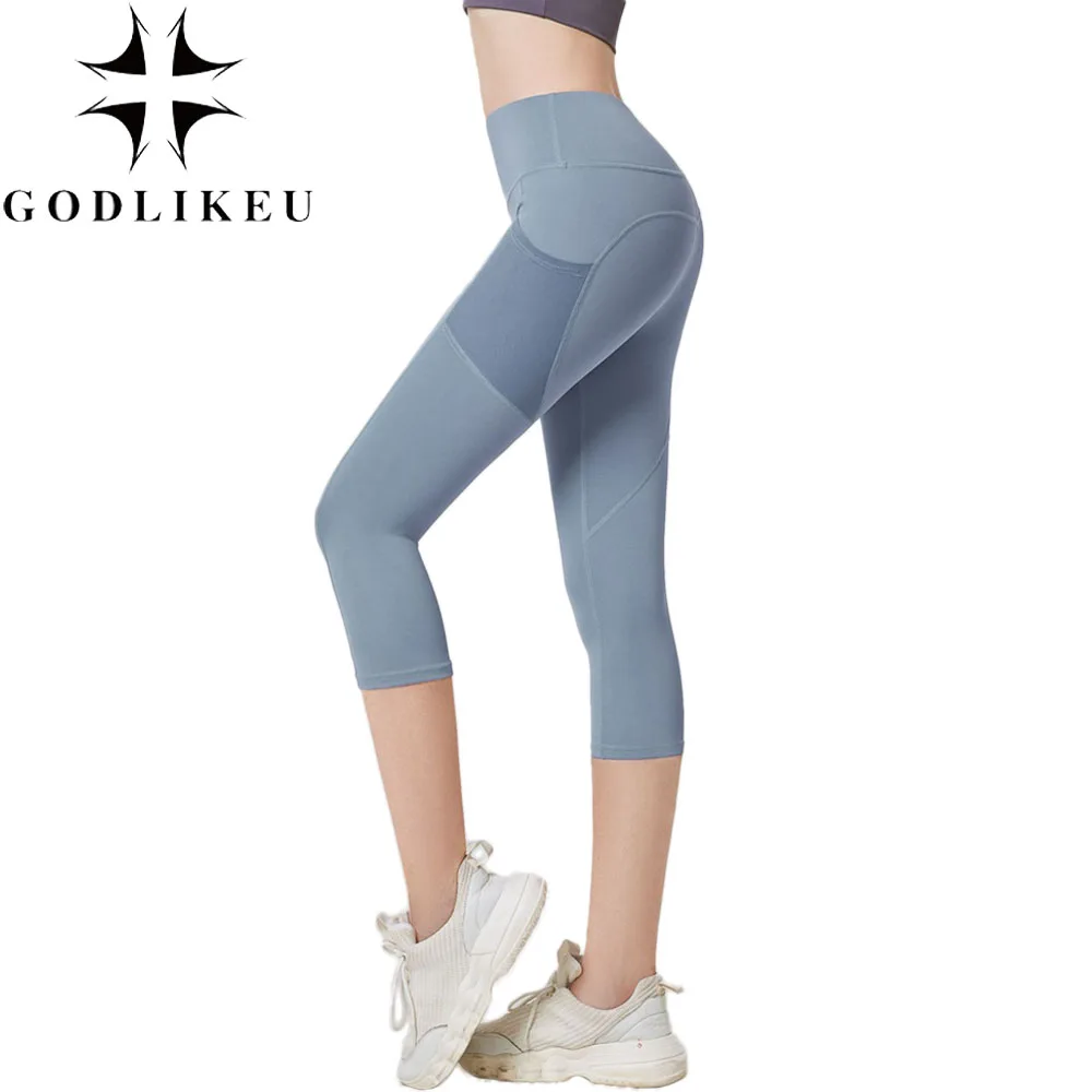 

GODLIKEU Women Leggings Seamless High Waist Fitness Cropped Trousers With Pocket Sport Tight Pants Pantalon Pour Femme Ropa