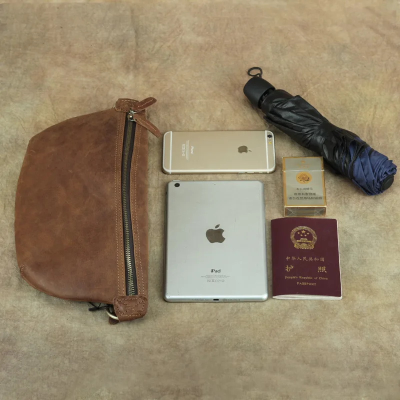 

Vintage Genuine Cow Leather Men Chest Bag