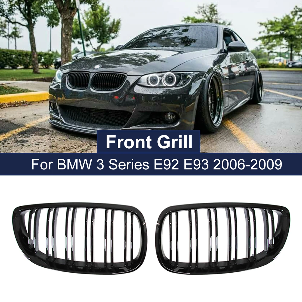 Front Bumper Kidney Grill for BMW E92 E93 M3 2006-2009 Gloss Black Dual Line Grille Car Styling Racing Grilles Replacement Part