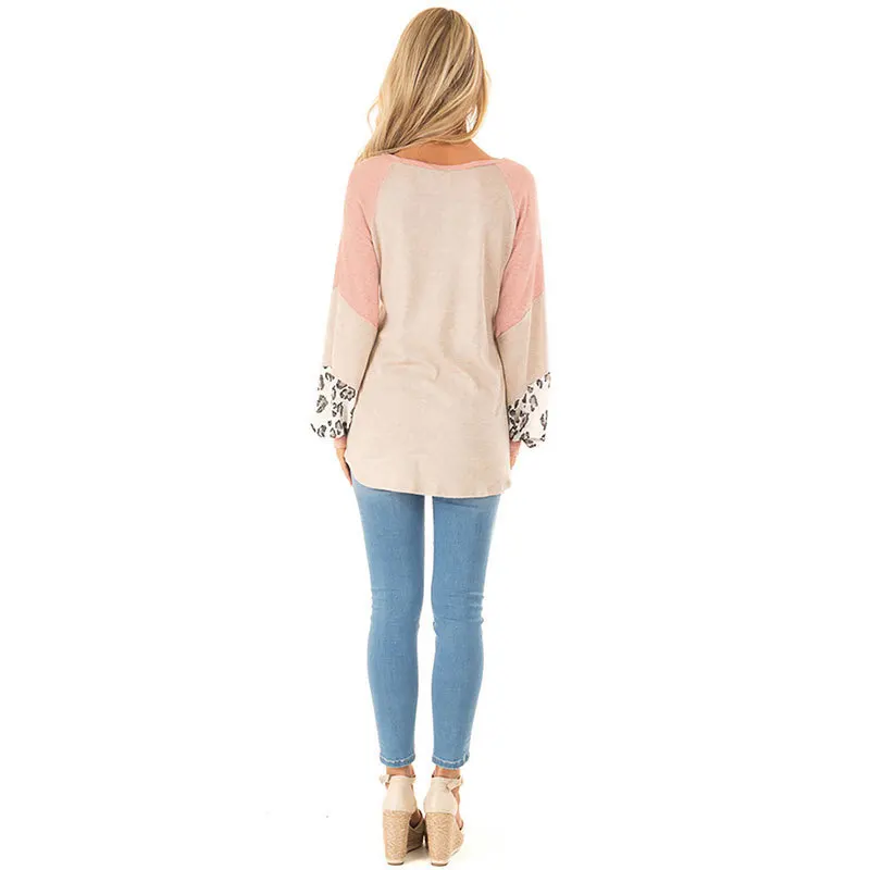 ENXI Осенняя Милая Одежда для беременных розовая Лоскутная рубашка Embarazada футболка