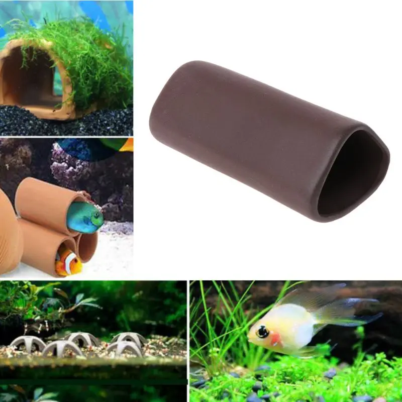 Треугольная форма глиняный горшок рыбки домик для креветок банок аквариум