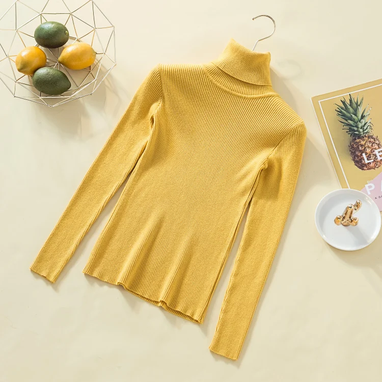 On sale 2019 autumn winter Women Knitted Turtleneck Sweater Casual Soft polo-neck Jumper Fashion Slim Femme Elasticity Pullovers | Женская