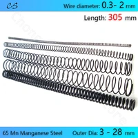305mm compression spring 65 mn manganese steel pressure spring wire dia 0 3 0 4 0 5 0 6 0 7 0 8mm 2mm outer dia 3mm 28mm