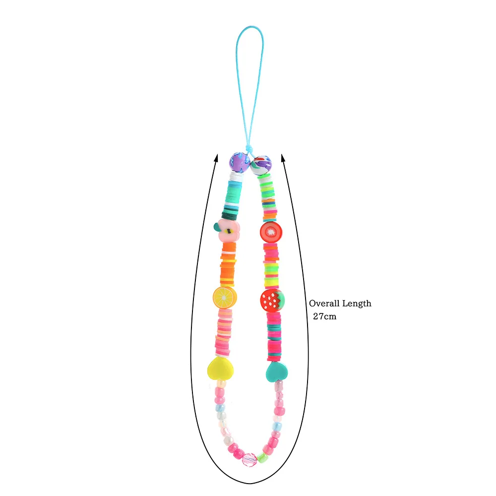 

Soft Ceramic Fruit Beads Mobile Phone Chain Anti-lost Strap String Chains Holder Charm